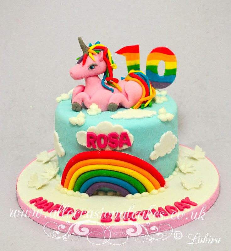  unicorn themed birthday cake