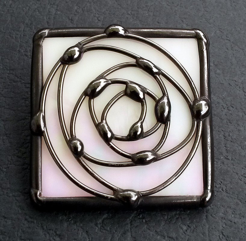 Square Swirl Rose Brooch - Black Finish