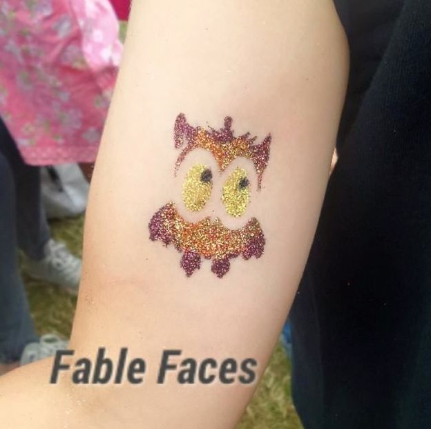 owl glitter tattoo