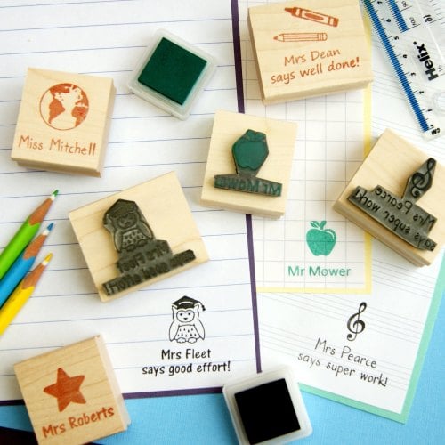 Personalised Teacher Hand Carved Rubber Stamp