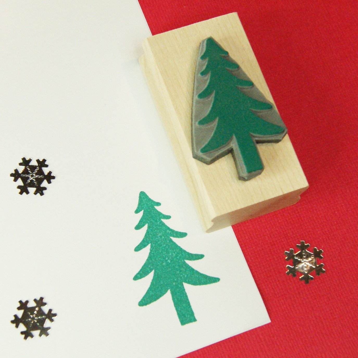 Christmas Tree Hand Carved Rubber Stamp