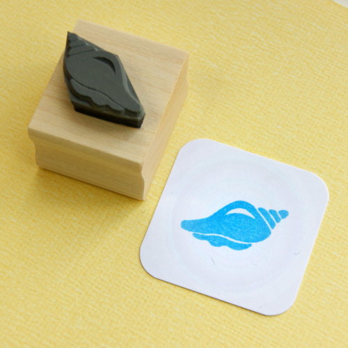 Tiny Conch Shell Hand Carved Rubber Stamp