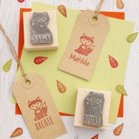 Personalised Children's Fox Rubber Stamp 