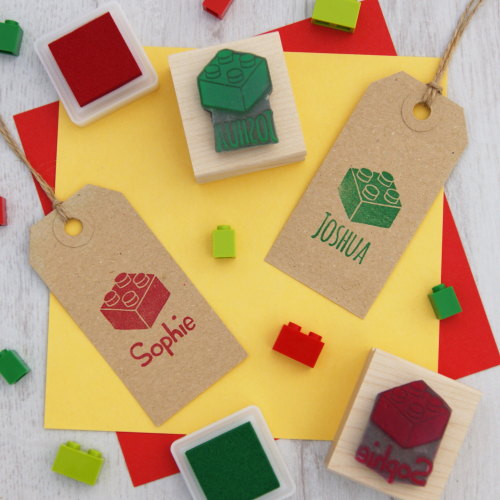 Personalised Children's Building Brick Rubber Stamp 