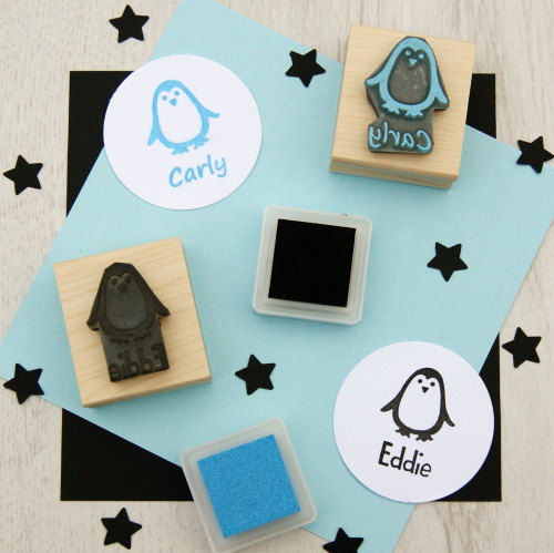 Personalised Children's Penguin Rubber Stamp 