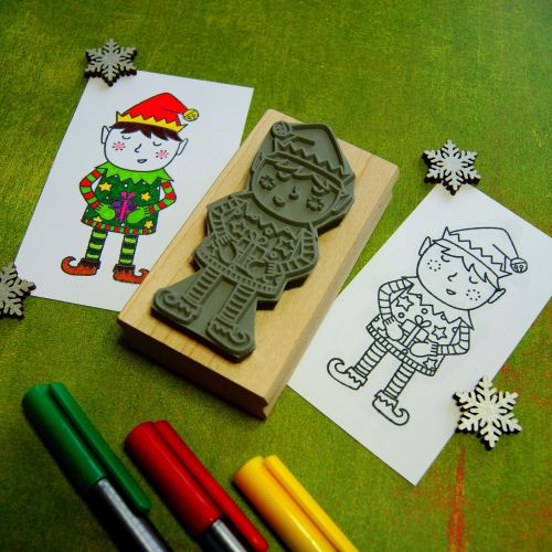 Colour-Me-In Elf Rubber Stamp
