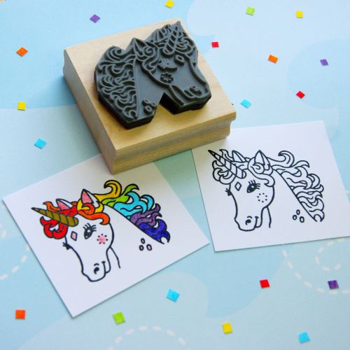 Colour-Me-In Pretty Unicorn Rubber Stamp