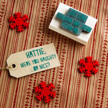 Personalised Christmas Naughty Or Nice Rubber Stamp