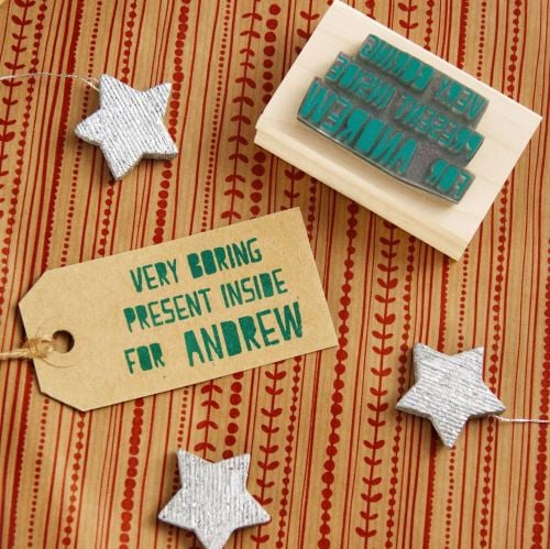Personalised Christmas Very Boring Present Rubber Stamp