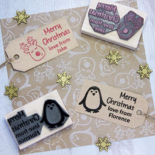 Personalised Children's Merry Christmas Rubber Stamp