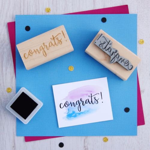 Congrats Script Font Rubber Stamp