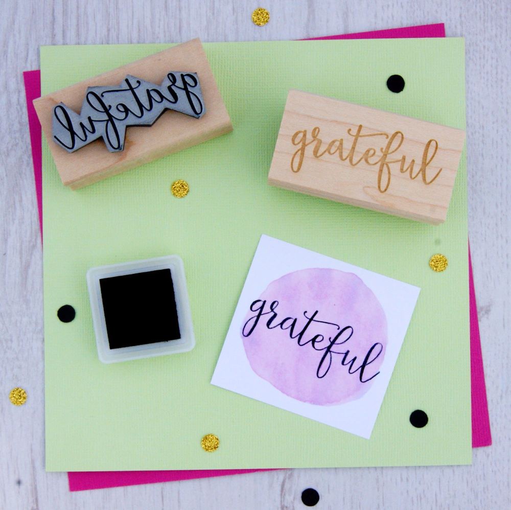 Grateful Script Font Rubber Stamp