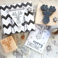 Christmas Geometric Stag Rubber Stamp 