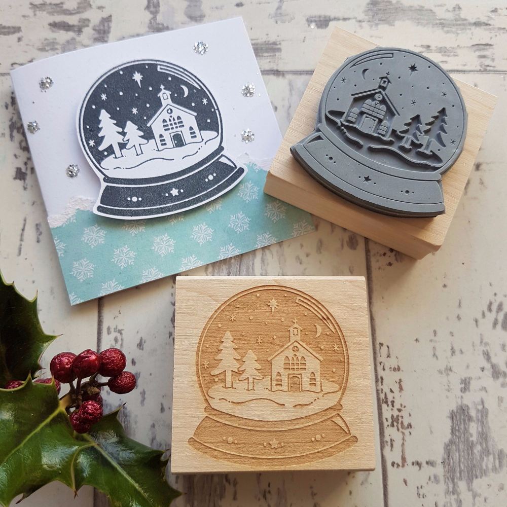 Christmas Snowglobe Rubber Stamp