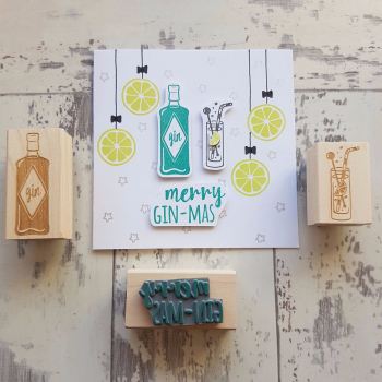 Merry Gin-mas Gin Rubber Stamp Set 