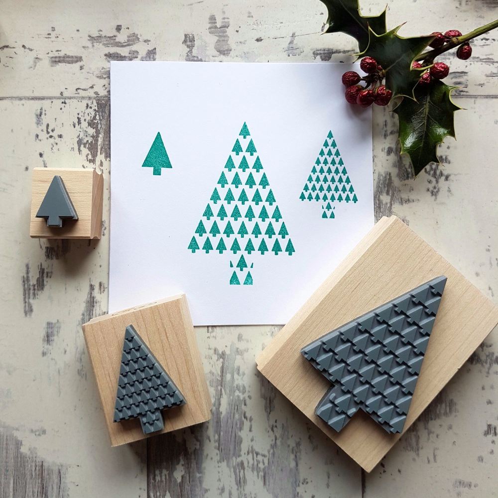 Christmas Geometric Tree Rubber Stamp