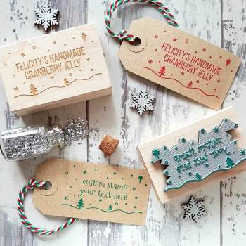 Personalised Christmas Snowy Scene Rubber Stamp