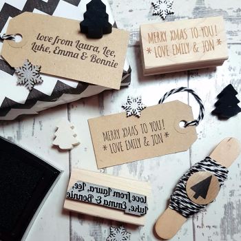 Personalised Christmas Message Text Rubber Stamp