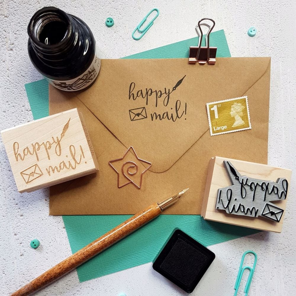 Happy Mail Rubber Stamp Mail Stamp Packaging Stamp Small,Everyone loves get...