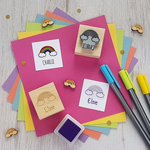 Personalised Children's Rainbow Rubber Stamp 