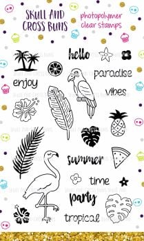 CLEARANCE 66% OFF! Tropical Party Rubber Clear Rubber Stamp Set