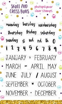 CLEARANCE 66% OFF! Days and Months Clear Rubber Stamp Set 