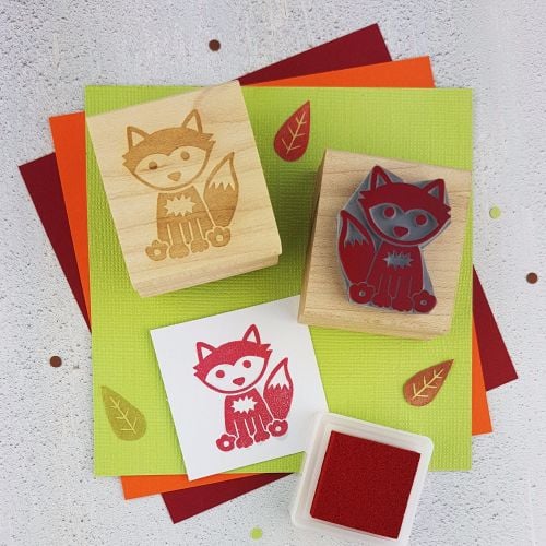 Woodland Fox Hand Carved Rubber Stamp