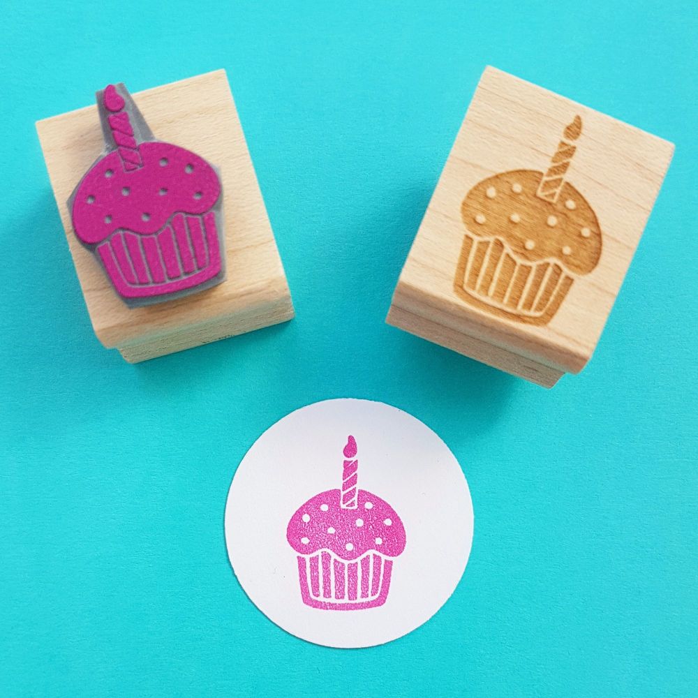 Birthday Cupcake Rubber Stamp