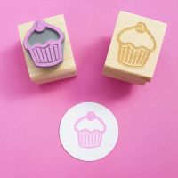 Cherry Cupcake Rubber Stamp