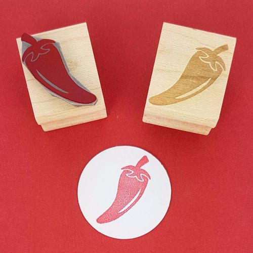 Chili Pepper Hand Carved Rubber Stamp