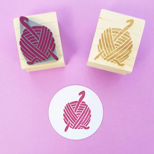 Crochet Hand Carved Rubber Stamp