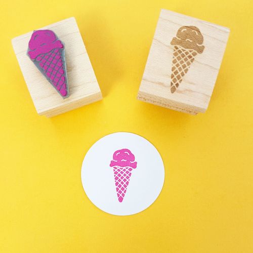 Delicious Ice Cream Hand Carved Rubber Stamp
