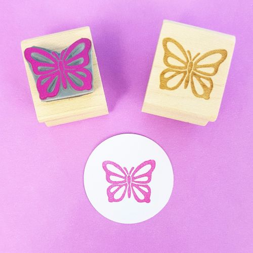 Fluttery Butterfly Hand Carved Rubber Stamp