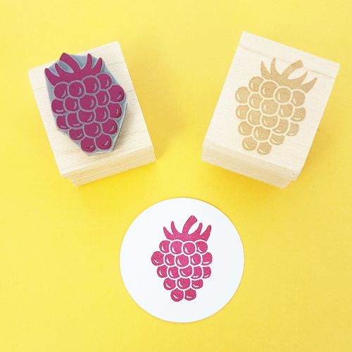 Juicy Raspberry Hand Carved Rubber Stamp