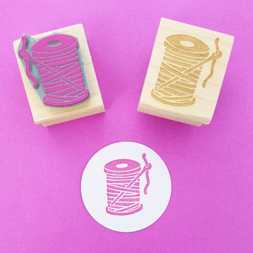 Needle and Thread Hand Carved Rubber Stamp