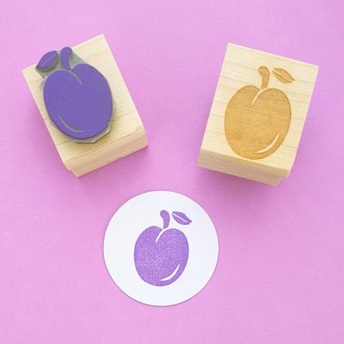 Ripe Plum Hand Carved Rubber Stamp