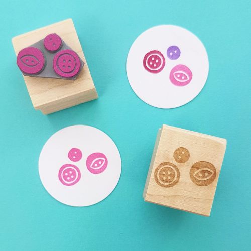 Tiny Button Cluster Hand Carved Rubber Stamp