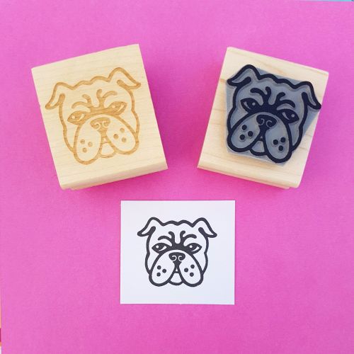 English Bulldog Hand Carved Rubber Stamp