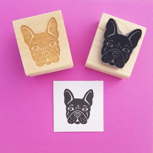 French Bulldog Hand Carved Rubber Stamp