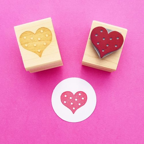 Spotty Heart Hand Carved Rubber Stamp