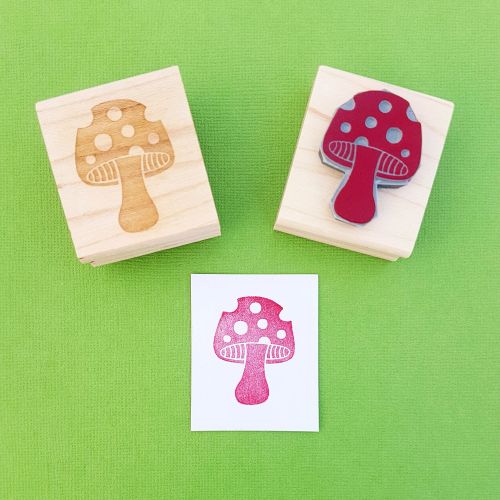 Spotty Toadstool Hand Carved Rubber Stamp