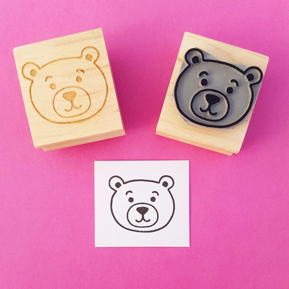 Stamp Pad Rubber Stamp Set Teddy Bears Lot of 9 Stamps Black Ink Pad