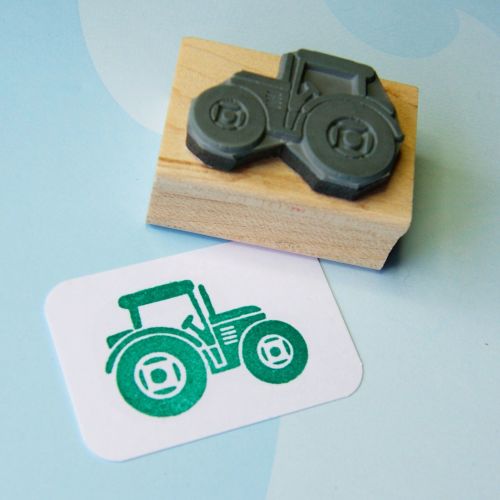 Mini Tractor Hand Carved Rubber Stamp