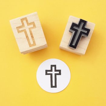 Mini Cross Rubber Stamp