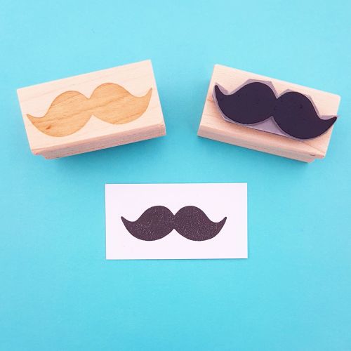 Bushy Moustache Hand Carved Rubber Stamp