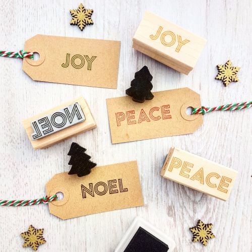 NEW FOR 2017 - Christmas Joy, Peace and Noel Neon Sign Set of 3 Rubber Stam