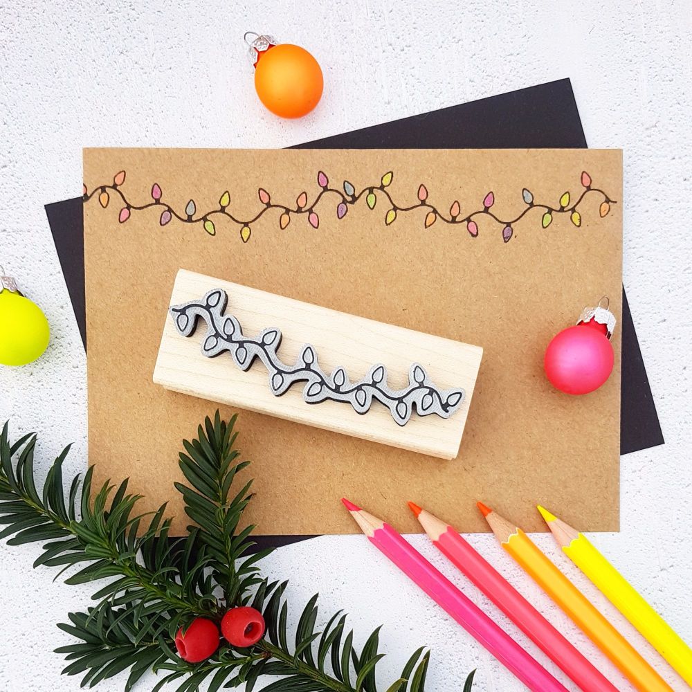 *****Bestseller***** Christmas String of Tree Lights Rubber Stamp