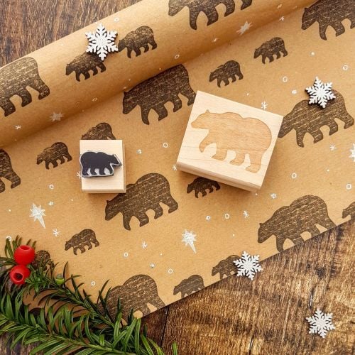 **NEW FOR 2017** - Christmas Mother and Baby Bear Rubber Stamp Set