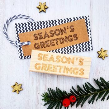 Christmas Season's Greetings Sign Rubber Stamp 