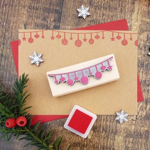 **NEW FOR 2017** - Christmas String of Baubles Rubber Stamp